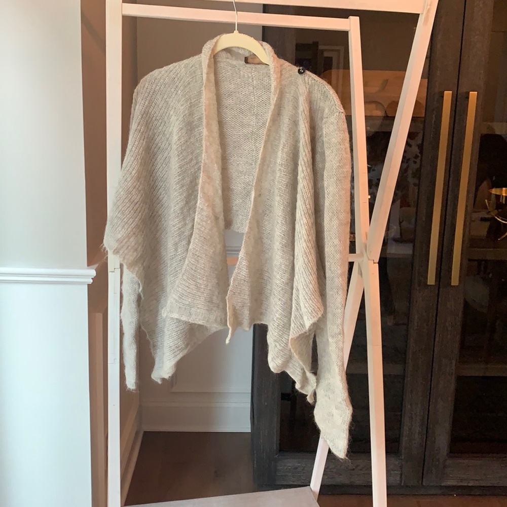 Grey cropped wrap sweater